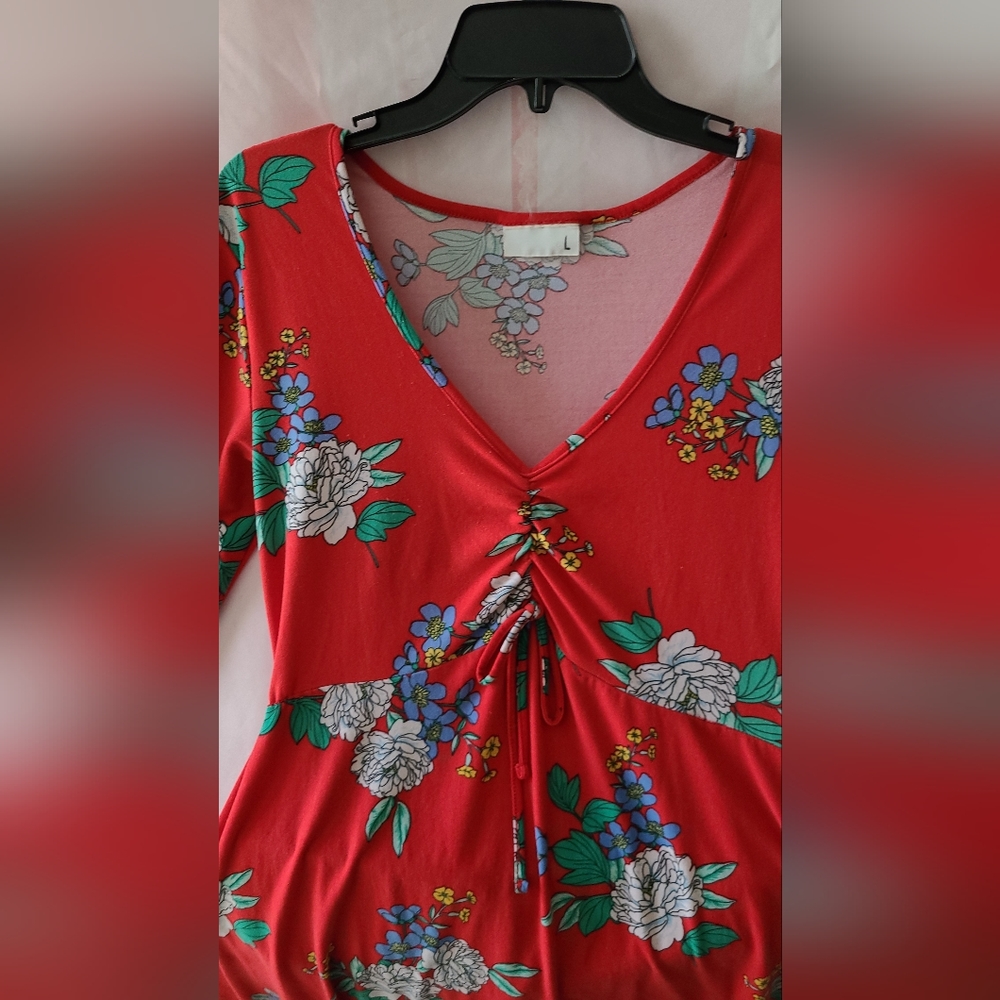 Red floral dress in size L unbranded - Picture 8 of 10
